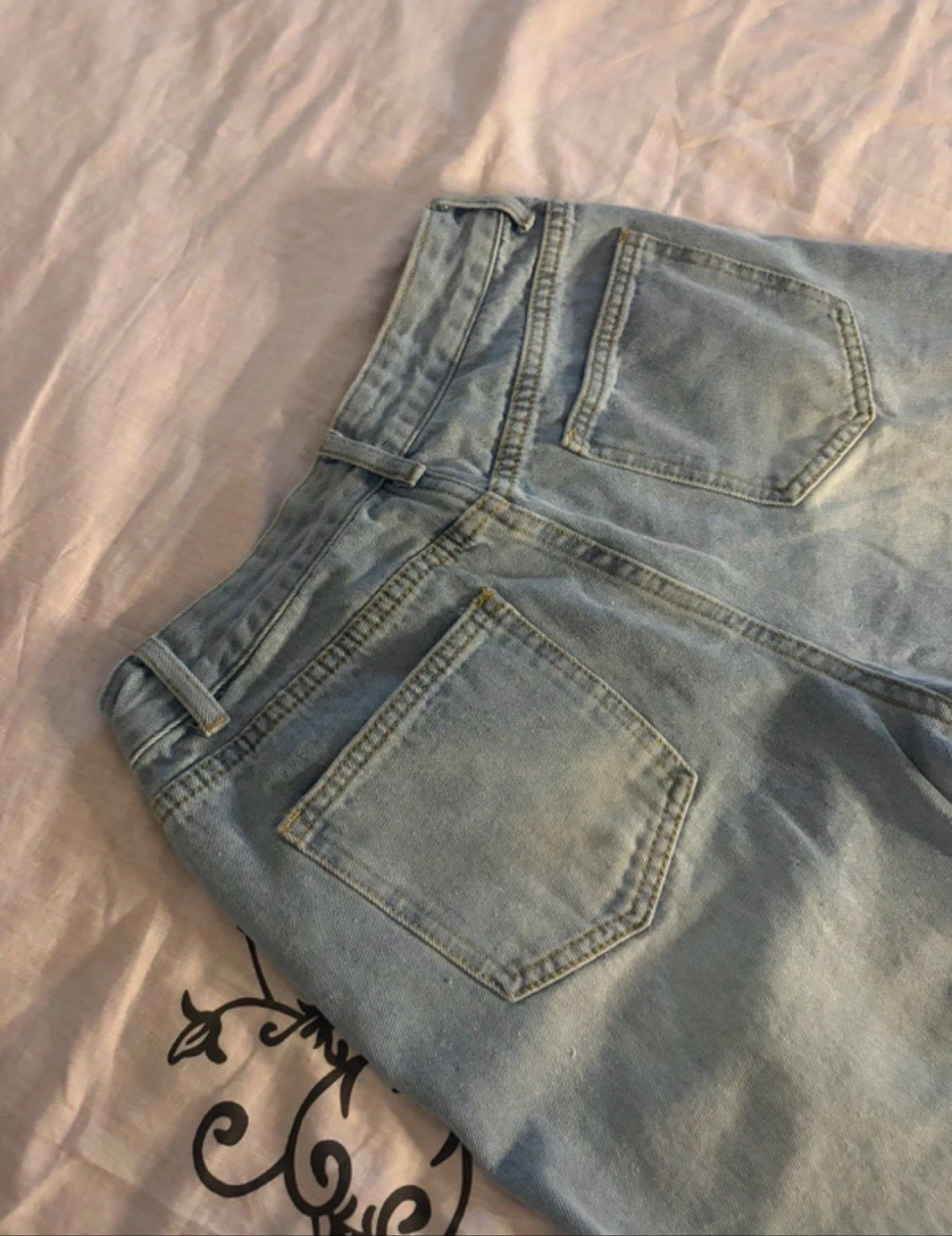 Light blue high-waisted wide-leg jeans – photo 4
